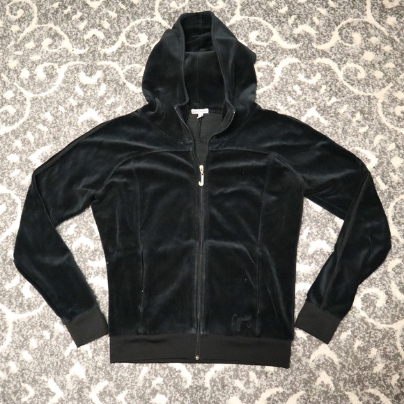 Juicy Couture Tops - Juicy Couture Velour Black Tracksuit Gold Hardware